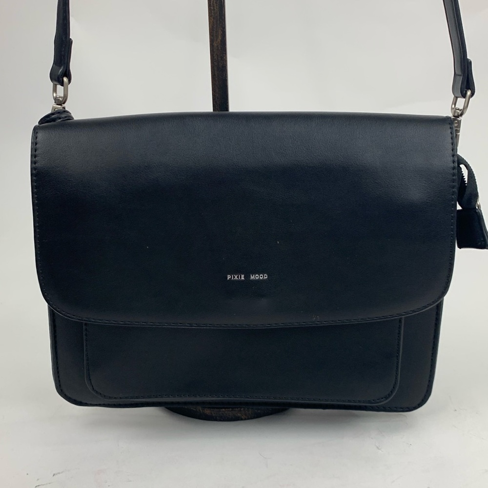 💰Bundle 3/$30 Pixie Mood Crossbody Bag purse Black Silver logo & Hardware Pocket